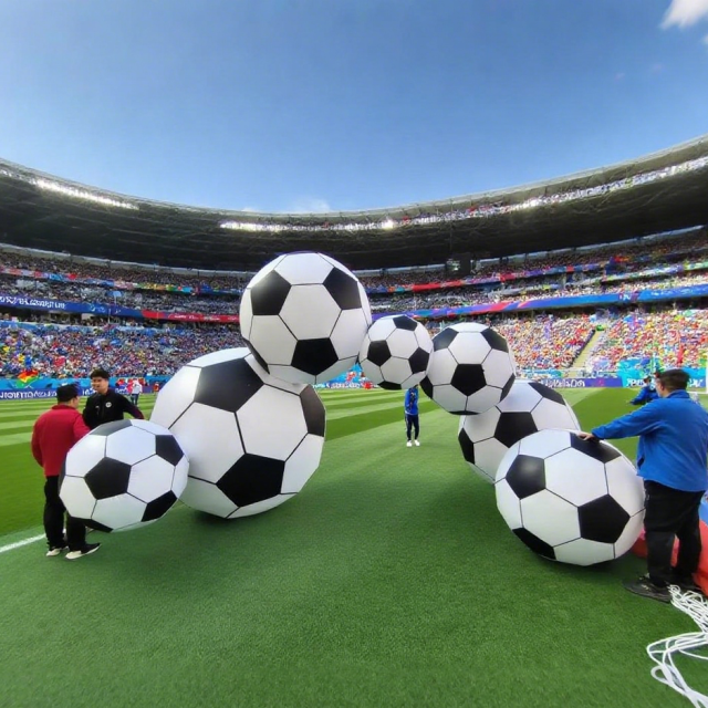 Giant Lighting Inflatable Soccer Inflatable Football Balloon for Fan Zone Event Decoration