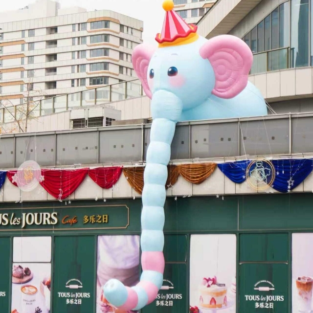 Customized Inflatable Cartoon Painted Elephant air Model Large Scale Event Amusement Park Atmosphere Graffiti