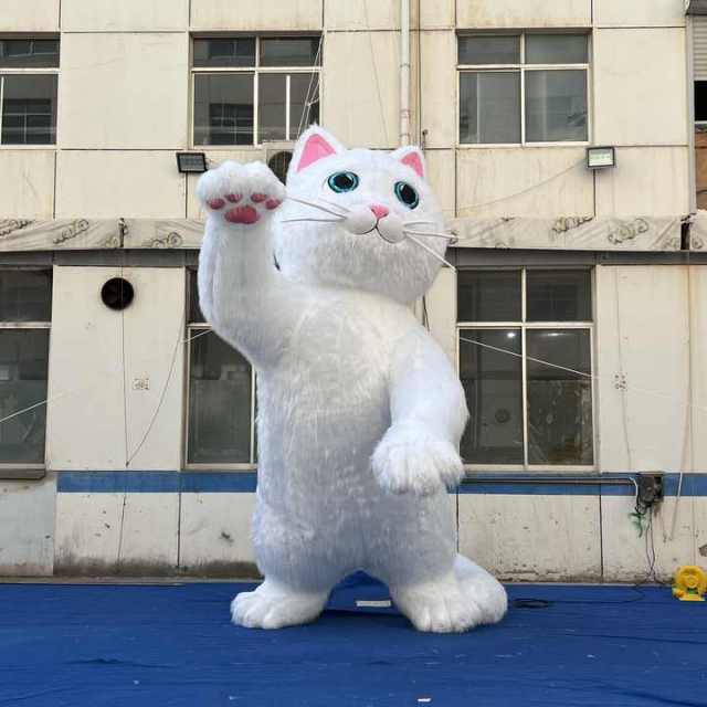Custom White Inflatable Cat Model with Blower Lifelike Advertising Inflatables for Decoration