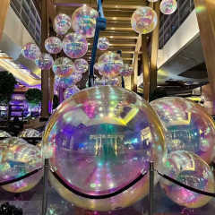 Silver Inflatable Mirror Ball Sphere Balloon Events Wedding Party Decor PVC Big Shiny Mirror Balloon Giant Inflatable Balls