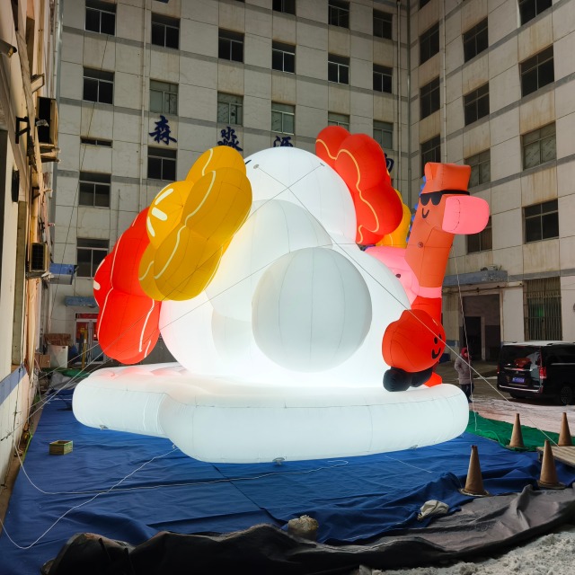 Festive Inflatable Red Horse Mascot Customized Cartoon Animal for Festival square Decoration