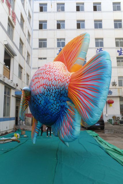 Activity Promotion Advertisement: Tropical Fish Inflatable Models, with an Ocean Atmosphere and Scene-specific Decorative Props.