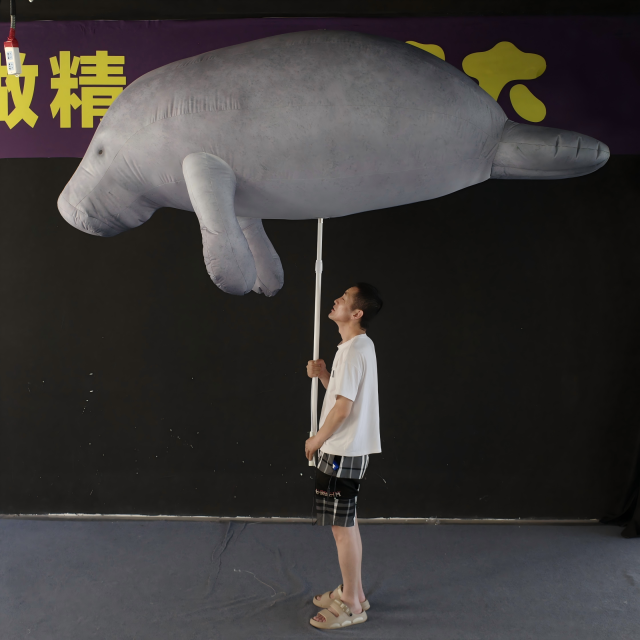 OEM Custom Inflatable Manatee Puppet on Pole, Commercial Grade Advertising Inflatable for Performance