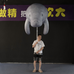 OEM Custom Inflatable Manatee Puppet on Pole, Commercial Grade Advertising Inflatable for Performance