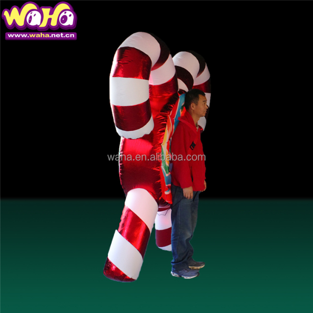 Giant Inflatable Candy Cane Costume for Adults Durable Christmas Decorations Blower Accessory Indoor/Outdoor Use Oxford/PVC