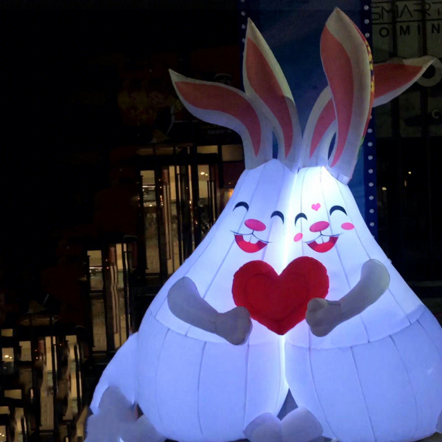 Inflatable Rabbit with Lighting Inflatable Rabbit Mascot Cartoon Festival Decoration for Stage Decoration&Commercial display & exhibition&Parade