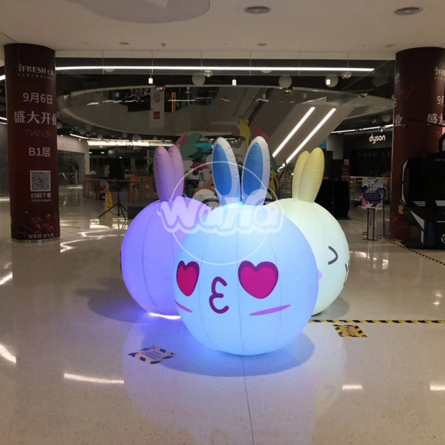 Inflatable Rabbit with Lighting Inflatable Rabbit Mascot Cartoon Festival Decoration for Stage Decoration&Commercial display & exhibition&Parade