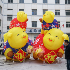 New Year Decoration Customized Attractive Giant Inflatable Flying Pig Large Inflatable Yellow Pig with Wing Free logo Printing for Stage Decoration&Commercial display & exhibition&Parade