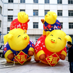 New Year Decoration Customized Attractive Giant Inflatable Flying Pig Large Inflatable Yellow Pig with Wing Free logo Printing for Stage Decoration&Commercial display & exhibition&Parade