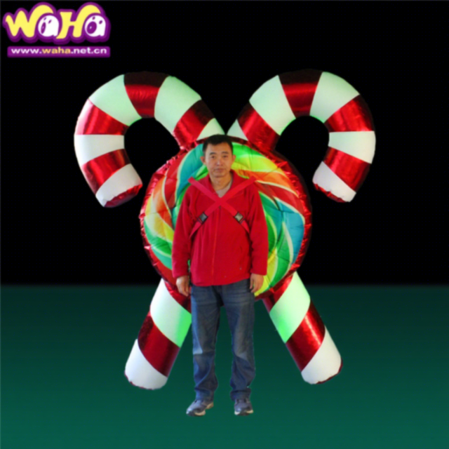 Giant Inflatable Candy Cane Costume for Adults Durable Christmas Decorations Blower Accessory Indoor/Outdoor Use Oxford/PVC