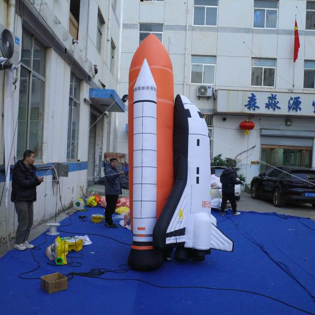 Customized Size Fun Inflatable Rocket Device Cartoon Character Advertising Inflatable Rocket Model