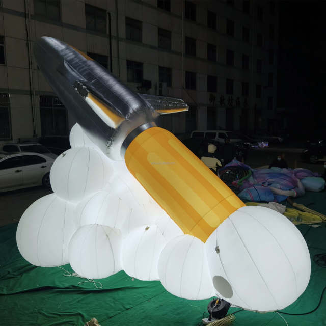 Customized Size Fun Inflatable Rocket Device Cartoon Character Advertising Inflatable Rocket Model