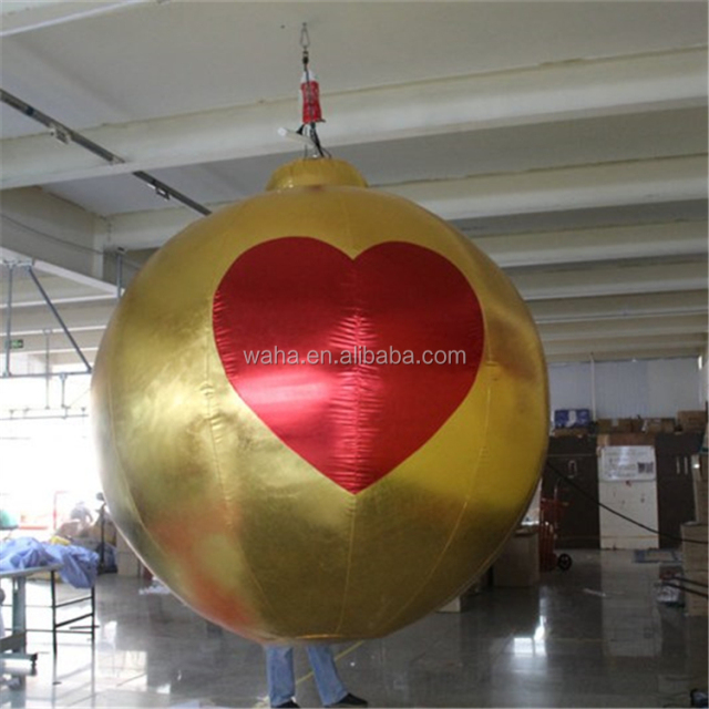 Colorful Inflatable Giant Christmas Balloon Ball Air Pump Thermal Transfer Printing Waha Brand
