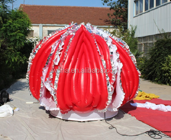 Best Selling WAHA Brand Wedding Event Decoration Inflatable Customized Red and White Lotus Flower 6m Built-In Fan OEM