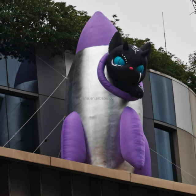 Customized Size Fun Inflatable Rocket Device Cartoon Character Advertising Inflatable Rocket Model