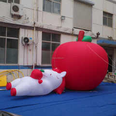 Customized Red Apple Inflatable Fruit Model with Horse for Outdoor Decorations & Advertising