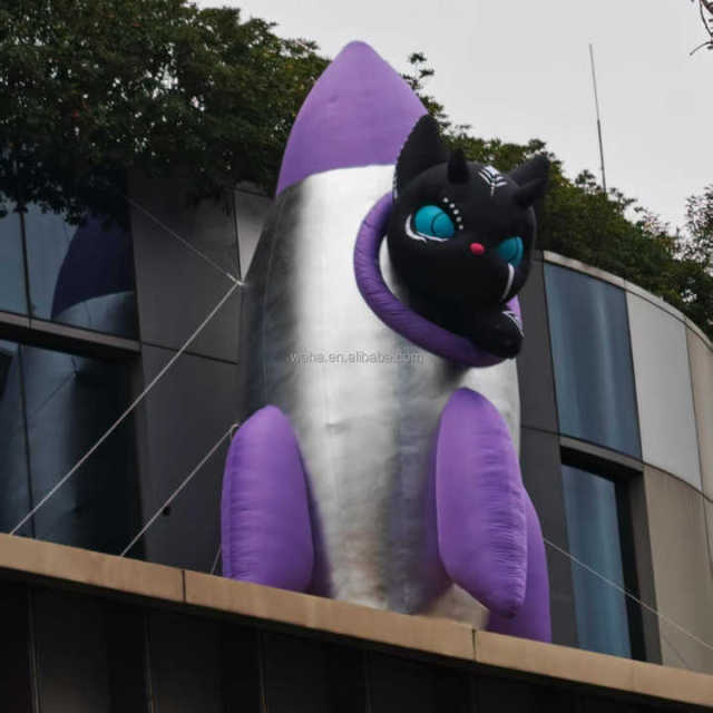 Customized Size Fun Inflatable Rocket Device Cartoon Character Advertising Inflatable Rocket Model