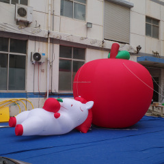 Customized Red Apple Inflatable Fruit Model with Horse for Outdoor Decorations & Advertising