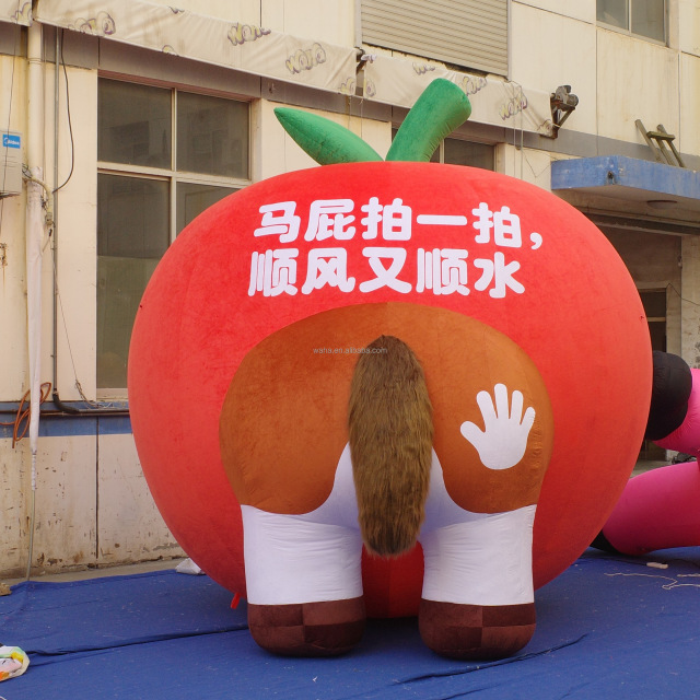 Customized Red Apple Inflatable Fruit Model with Horse for Outdoor Decorations & Advertising