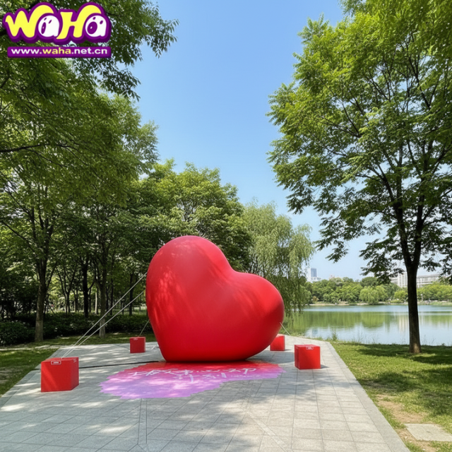 Holiday Outdoor Inflatable Red Heart PVC for Wedding Parties Tent Balloon Model with Complimentary Blower Valentine Decoration