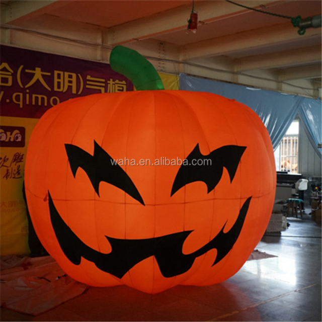 Inflatable Halloween Pumpkin Balloon with Digital Printing Customized Color LED Lights 8-10ft Size