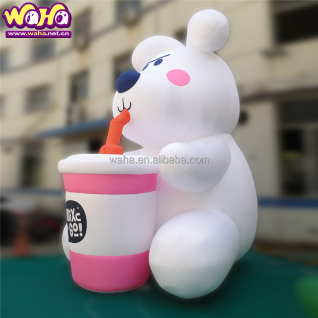 Giant White Rabbit Advertising Inflatable Oxford Material Balloon Model with Complementary Blower Ground Accessory Included