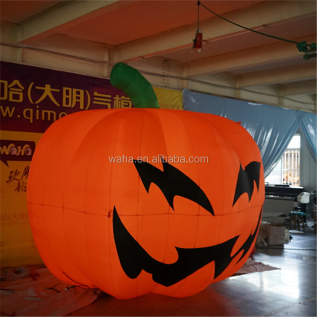 Inflatable Halloween Pumpkin Balloon with Digital Printing Customized Color LED Lights 8-10ft Size