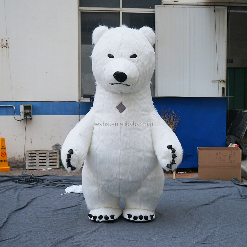 Parade Events Inflatable Walking Polar Bear Cartoon Puppet Suit Costume