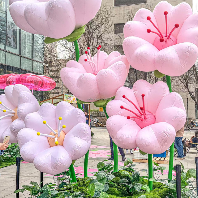Custom Logo Outdoor Promotion Display Giant Inflatable Flowers Inflatable Open and Close Flower Model
