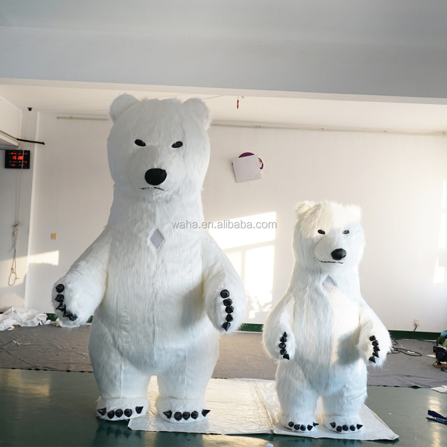 Parade Events Inflatable Walking Polar Bear Cartoon Puppet Suit Costume