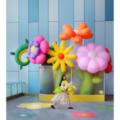 Custom Logo Outdoor Promotion Display Giant Inflatable Flowers Inflatable Open and Close Flower Model
