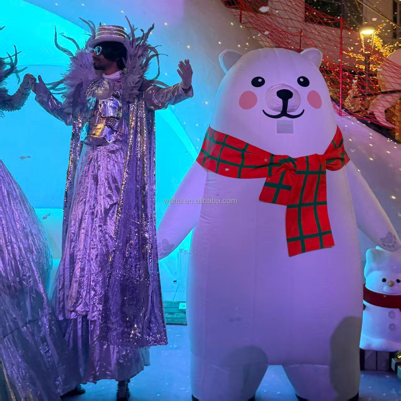 Parade Events Inflatable Walking Polar Bear Cartoon Puppet Suit Costume