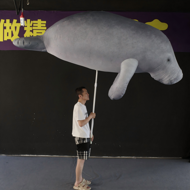 OEM Custom Inflatable Manatee Puppet on Pole, Commercial Grade Advertising Inflatable for Performance