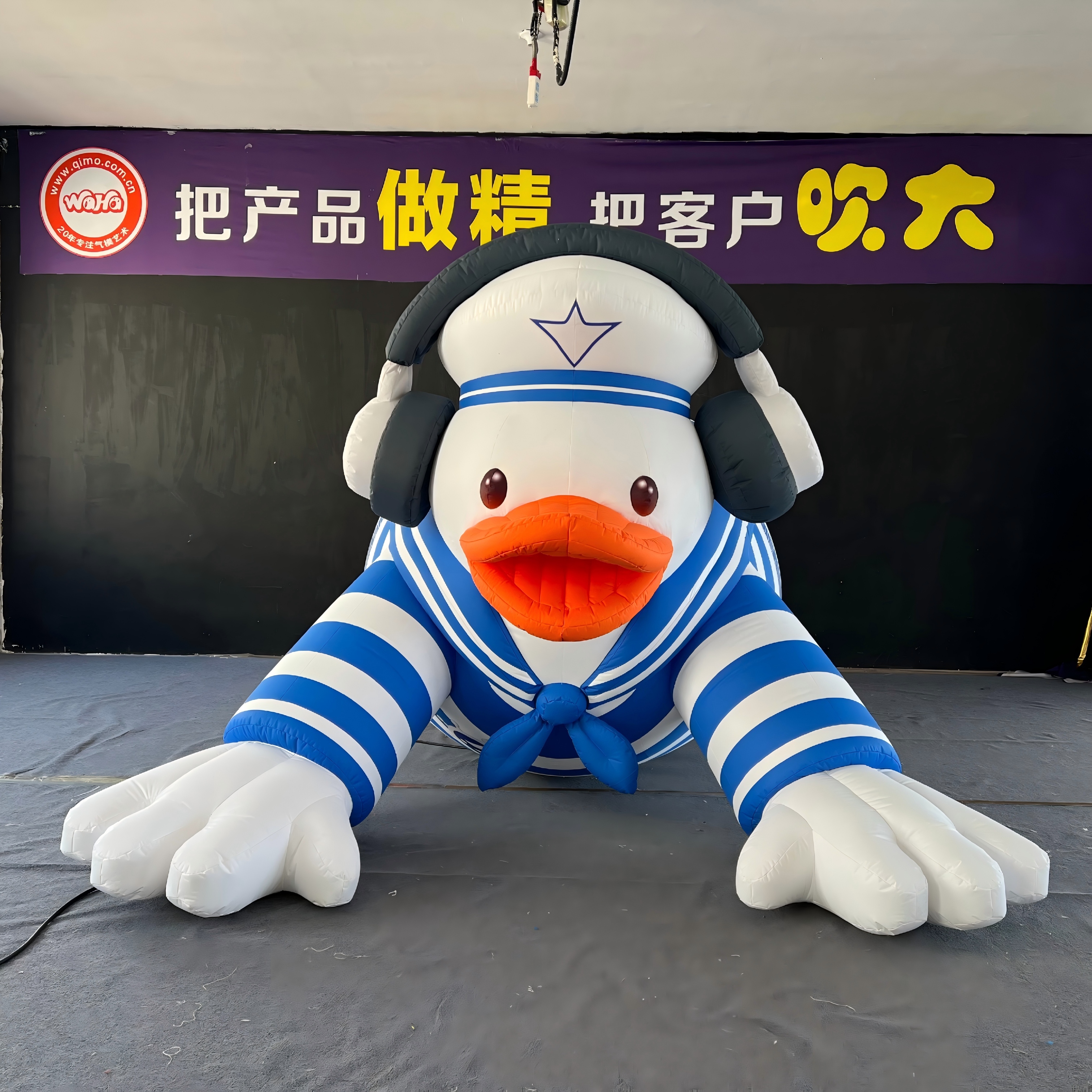 Giant Inflatable Sailor Duck with LED Lights - Custom Cartoon Air Model for Mall/Event Decoration