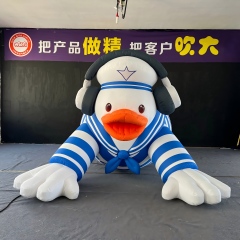 Giant Inflatable Sailor Duck with LED Lights - Custom Cartoon Air Model for Mall/Event Decoration