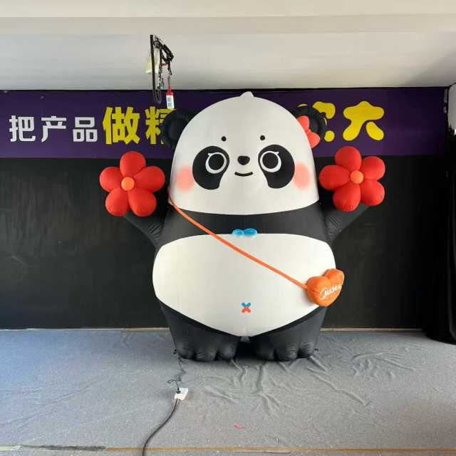 Custom Made Giant Inflatable Illuminated Panda, Personalized Advertising Inflatable for Roof Decoration & Exhibition