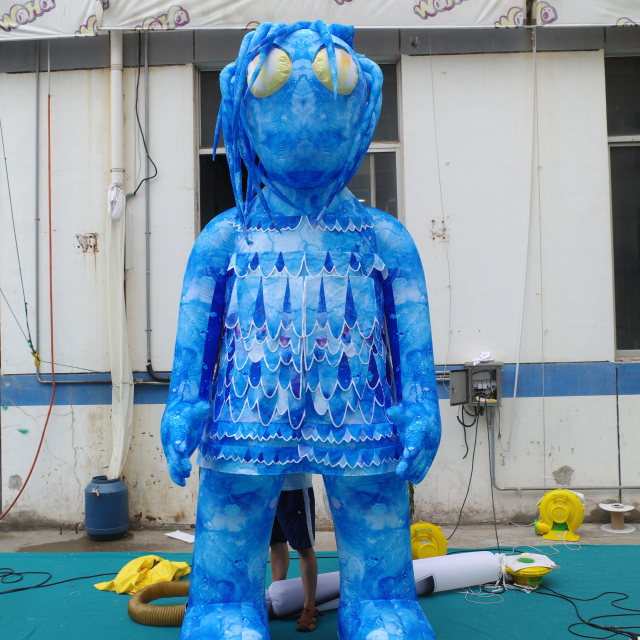 Giant Inflatable Blue Zombie Mascot for Halloween, Durable Advertising Inflatable