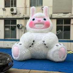 Outdoor Giant Inflatable Furry Rabbit Figure, Promotional Inflatable Model for Amusement Park & Commercial Display