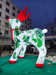 Giant Illuminated Inflatable Christmas Reindeer for Commercial Display & Exhibition, Durable LED Advertising Inflatable