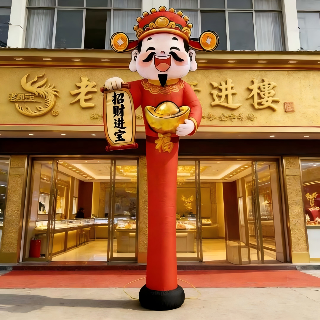 Customized Inflatable Caishen Waving Inflatable, Blow up Advertising Inflatable for Commercial Use