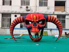 Giant Inflatable Demon Skull with Horns for Halloween, Durable Hanging/Standing Advertising Inflatable