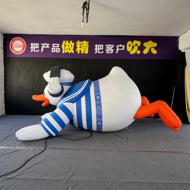 Giant Inflatable Sailor Duck with LED Lights - Custom Cartoon Air Model for Mall/Event Decoration