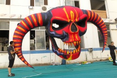 Giant Inflatable Demon Skull with Horns for Halloween, Durable Hanging/Standing Advertising Inflatable