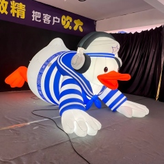 Giant Inflatable Sailor Duck with LED Lights - Custom Cartoon Air Model for Mall/Event Decoration