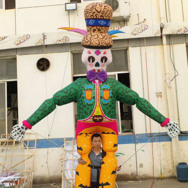 Giant Inflatable Day of the Dead Skeleton Puppeteer Costume, Durable Halloween Advertising Inflatable