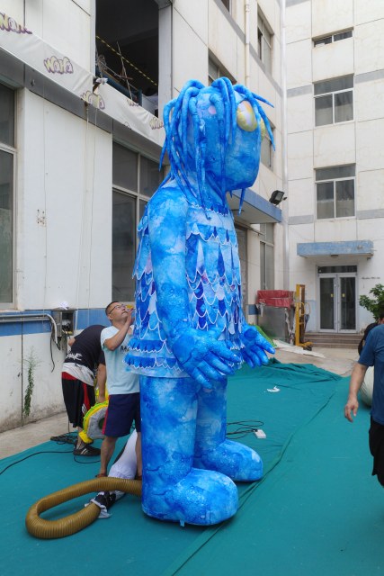 Giant Inflatable Blue Zombie Mascot for Halloween, Durable Advertising Inflatable