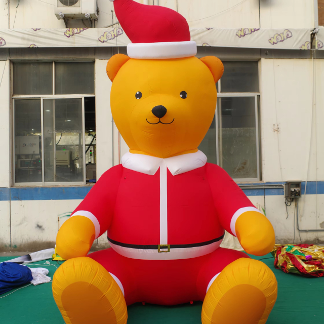 Giant Inflatable Christmas Bear Mascot for Commercial Display & Exhibition, Durable Advertising Inflatable