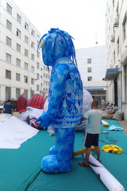 Giant Inflatable Blue Zombie Mascot for Halloween, Durable Advertising Inflatable