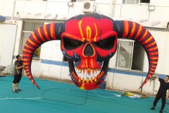 Giant Inflatable Demon Skull with Horns for Halloween, Durable Hanging/Standing Advertising Inflatable