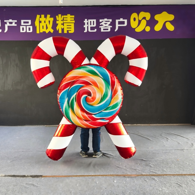 Giant Inflatable Lollipop & Candy Cane Puppeteer Costume for Commercial Display & Exhibition, Durable Advertising Inflatable